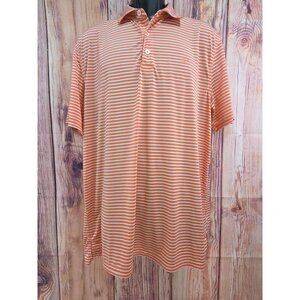 Southern Tide Brrr Mens Orange Striped Polo Large